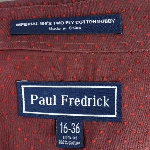 Paul Fredrick Trim Fit Purple w/Red Dots Shirt - Picture 9 of 9